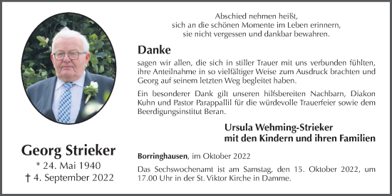 Anzeige von Georg Strieker von OM-Medien