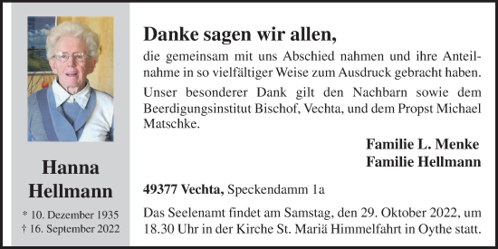 Anzeige von Hanna Hellmann von OM-Medien