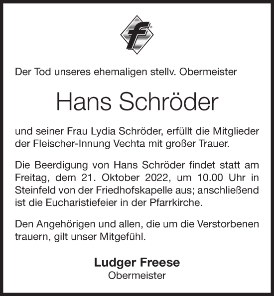 Anzeige von Hans Schröder von OM-Medien