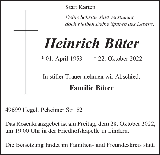 Anzeige von Heinrich Büter von OM-Medien
