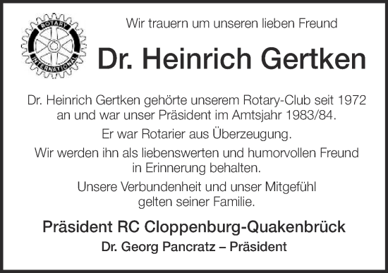 Anzeige von Heinrich Gertken von OM-Medien