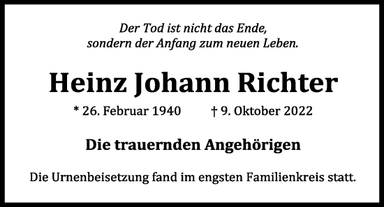 Anzeige von Heinz Johann Richter von OM-Medien
