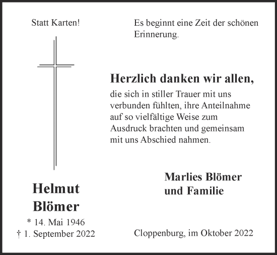 Anzeige von Helmut Blömer von OM-Medien