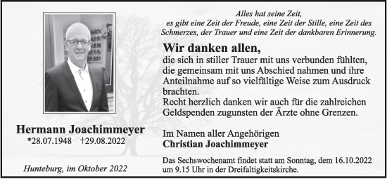 Anzeige von Hermann Joachimmeyer von OM-Medien