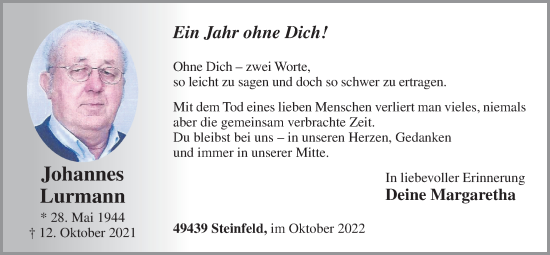 Anzeige von Johannes Lurmann von OM-Medien
