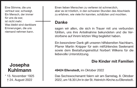 Anzeige von Josepha Kuhlmann von OM-Medien