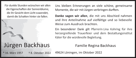 Anzeige von Jürgen Backhaus von OM-Medien