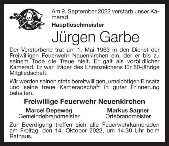 Anzeige von Jürgen Garbe von OM-Medien