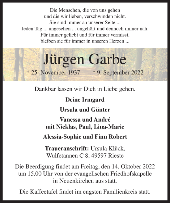 Anzeige von Jürgen Garbe von OM-Medien