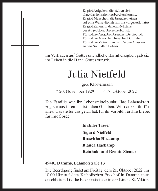 Anzeige von Julia Nietfeld von OM-Medien