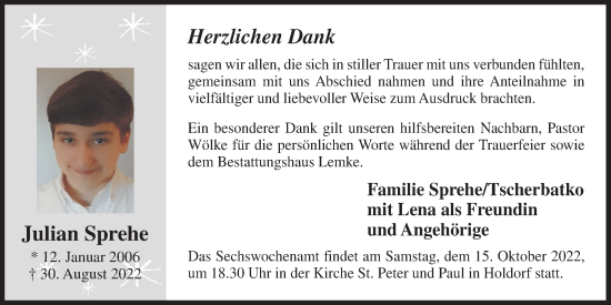 Anzeige von Julian Sprehe von OM-Medien