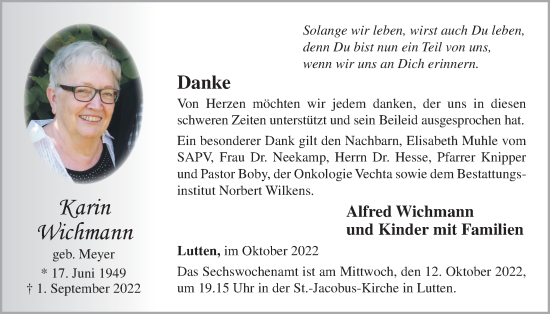 Anzeige von Karin Wichmann von OM-Medien