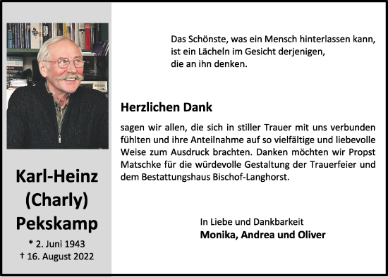Anzeige von Karl-Heinz Pekskamp von OM-Medien