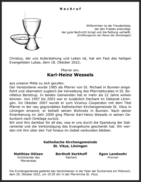 Anzeige von Karl-Heinz Wessels von OM-Medien