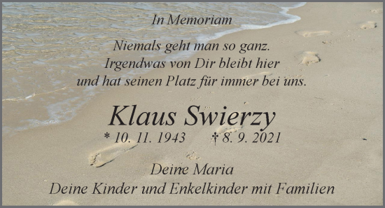 Anzeige von Klaus Swierzy von OM-Medien