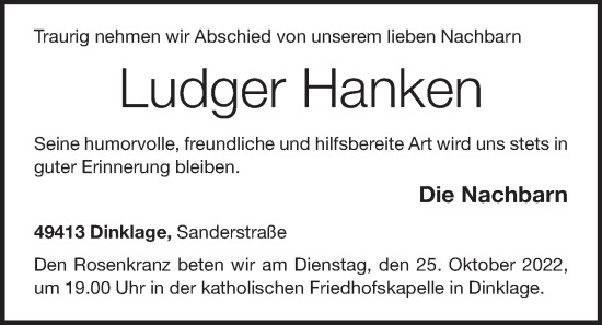 Anzeige von Ludger Hanken von OM-Medien