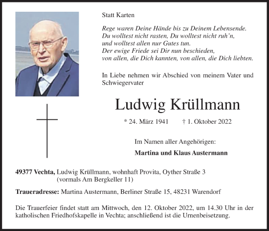 Anzeige von Ludwig Krüllmann von OM-Medien