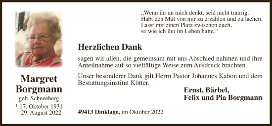 Anzeige von Margret Borgmann von OM-Medien