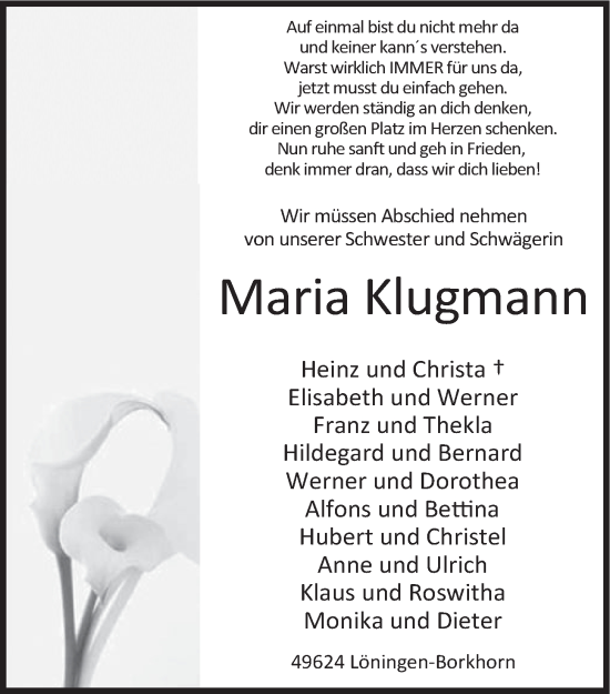 Anzeige von Maria Klugmann von OM-Medien