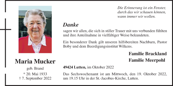 Anzeige von Maria Mucker von OM-Medien
