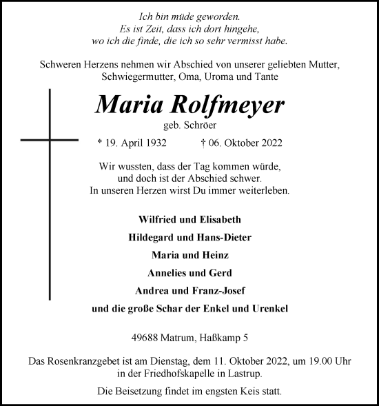 Anzeige von Maria Rolfmeyer von OM-Medien