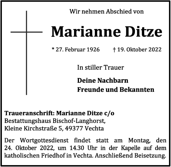 Anzeige von Marianne Ditze von OM-Medien