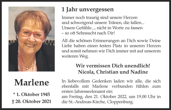 Anzeige von Marlene  von OM-Medien