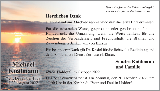 Anzeige von Michael Knälmann von OM-Medien