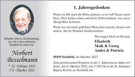 Anzeige von Norbert Besselmann von OM-Medien