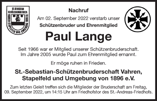 Anzeige von Paul Lange von OM-Medien