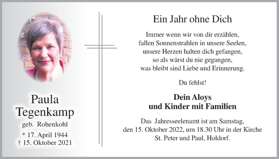 Anzeige von Paula Tegenkamp von OM-Medien