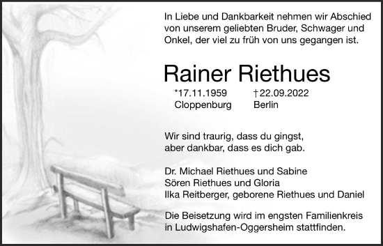 Anzeige von Rainer Riethues von OM-Medien