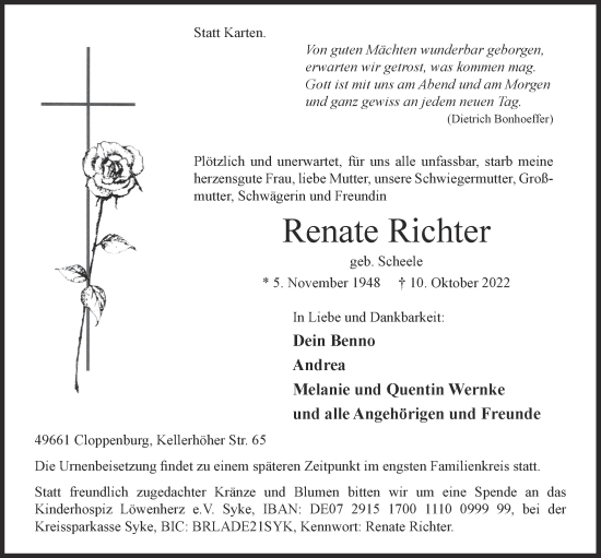 Anzeige von Renate Richter von OM-Medien