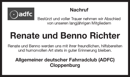 Anzeige von Renate und Benno Richter von OM-Medien