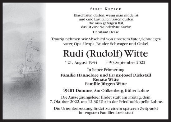 Anzeige von Rudi Witte von OM-Medien