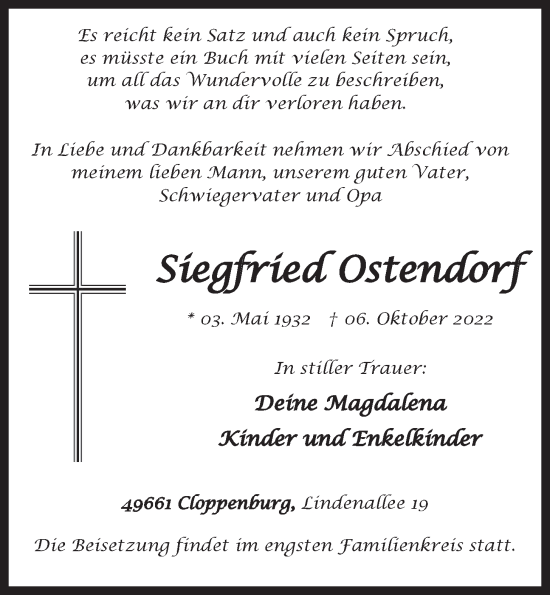Anzeige von Siegfried Ostendorf von OM-Medien