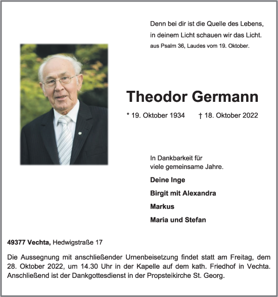 Anzeige von Theodor Germann von OM-Medien