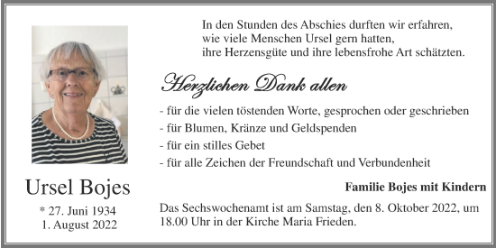 Anzeige von Ursel Bojes von OM-Medien