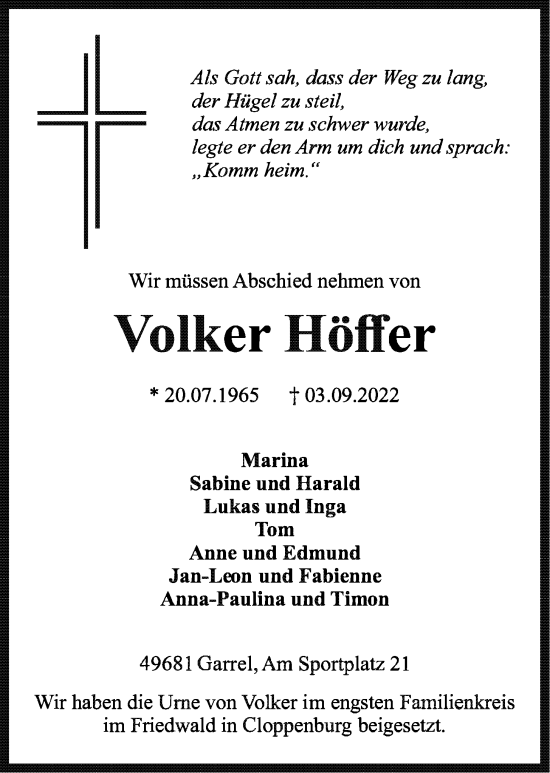 Anzeige von Volker Höffer von OM-Medien