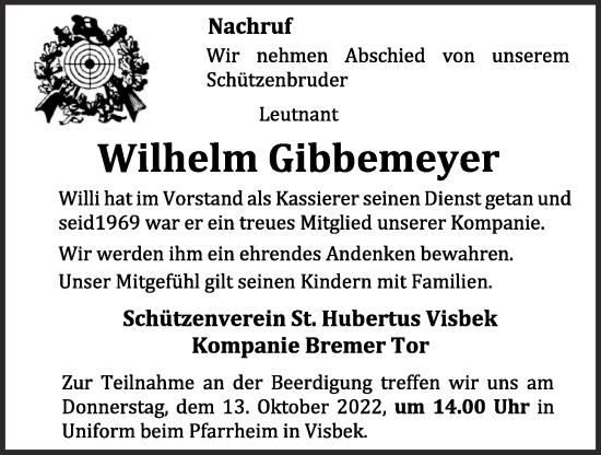 Anzeige von Wilhelm Gibbemeyer von OM-Medien