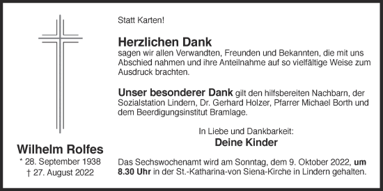 Anzeige von Wilhelm Rolfes von OM-Medien