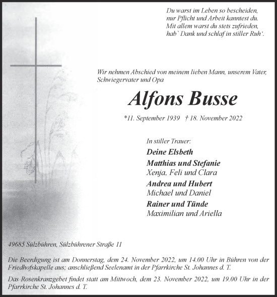 Anzeige von Alfons Busse von OM-Medien