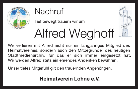 Anzeige von Alfred Weghoff von OM-Medien