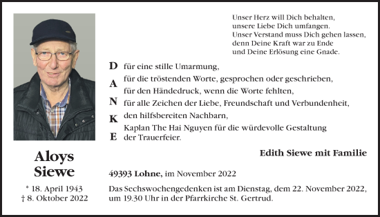Anzeige von Aloys Siewe von OM-Medien