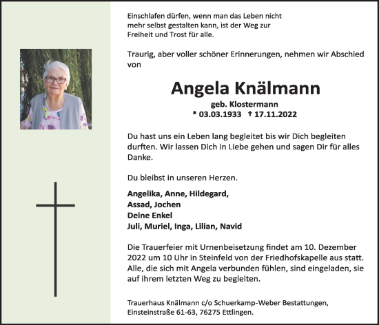 Anzeige von Angela Knälmann von OM-Medien