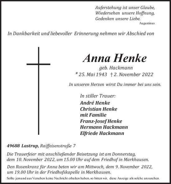Anzeige von Anna Henke von OM-Medien