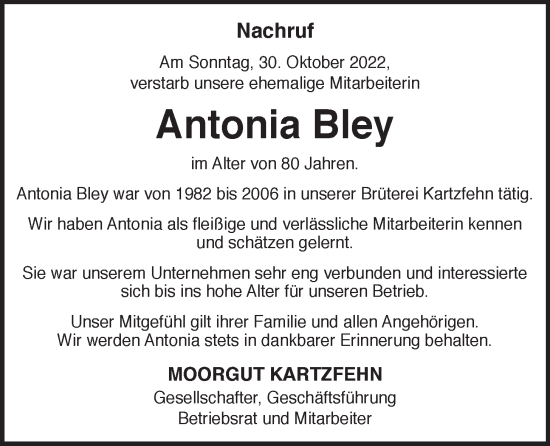 Anzeige von Antonia Bley von OM-Medien