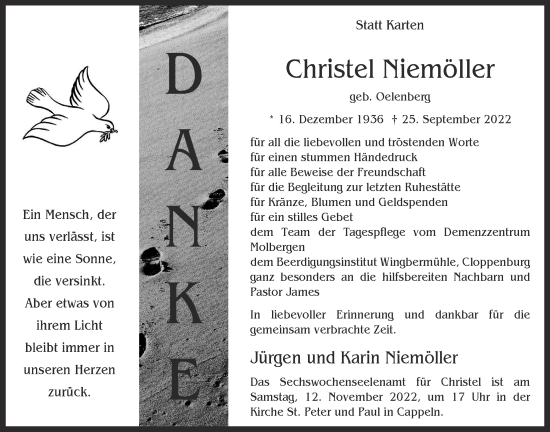 Anzeige von Christel Niemöller von OM-Medien