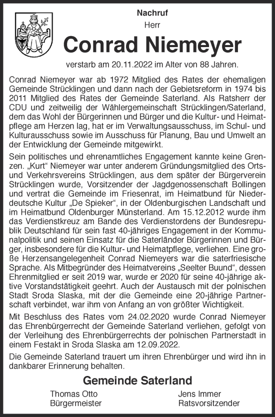 Anzeige von Conrad Niemeyer von OM-Medien