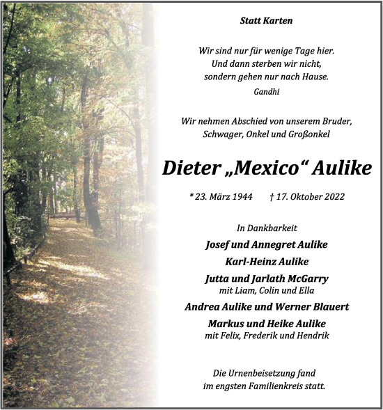 Anzeige von Dieter Aulike von OM-Medien